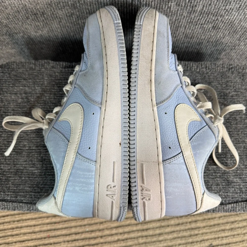 Nike Air Force 1 Low Light Blue Cream Leather Textile Sneakers AF1 Mens 7.5